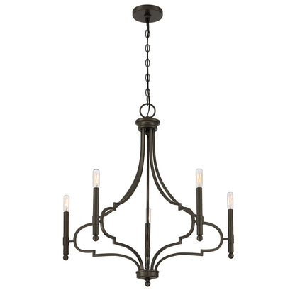 Savoy House Woodlawn 28in 5-Light Chandelier | Transitional Mediterranean Bronze Metal | Dining Room & Entryway | 28 x 28 x 29.88 in | Model 1-5999-5-15