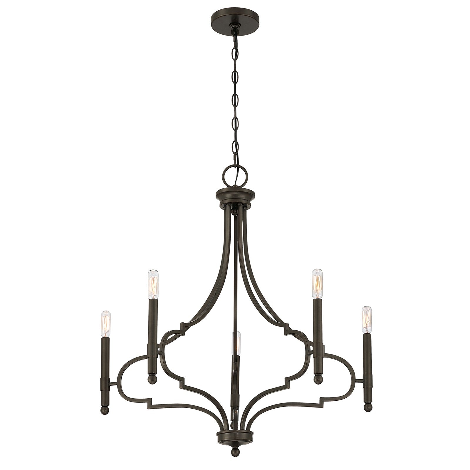 Savoy House Woodlawn 28in 5-Light Chandelier | Transitional Mediterranean Bronze Metal | Dining Room & Entryway | 28 x 28 x 29.88 in | Model 1-5999-5-15