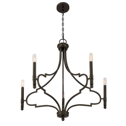 Savoy House Woodlawn 28in 5-Light Chandelier | Transitional Mediterranean Bronze Metal | Dining Room & Entryway | 28 x 28 x 29.88 in | Model 1-5999-5-15