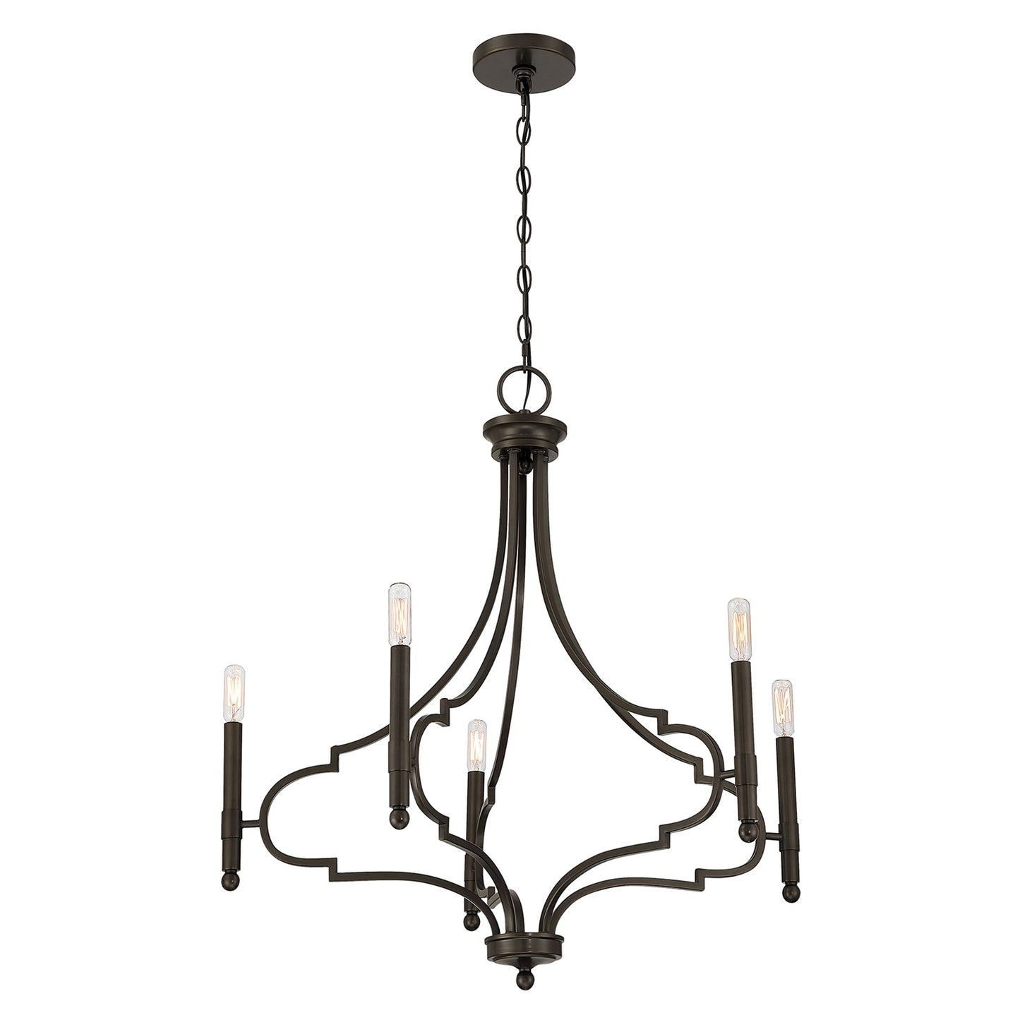 Savoy House Woodlawn 28in 5-Light Chandelier | Transitional Mediterranean Bronze Metal | Dining Room & Entryway | 28 x 28 x 29.88 in | Model 1-5999-5-15