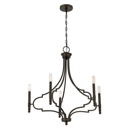 Savoy House Woodlawn 28in 5-Light Chandelier | Transitional Mediterranean Bronze Metal | Dining Room & Entryway | 28 x 28 x 29.88 in | Model 1-5999-5-15