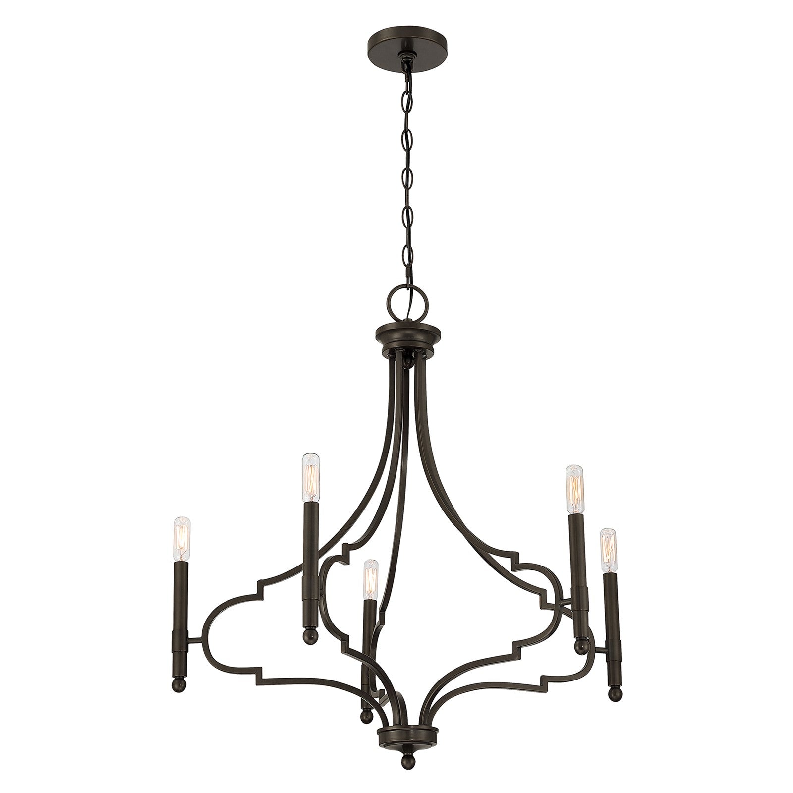 Savoy House Woodlawn 28in 5-Light Chandelier | Transitional Mediterranean Bronze Metal | Dining Room & Entryway | 28 x 28 x 29.88 in | Model 1-5999-5-15