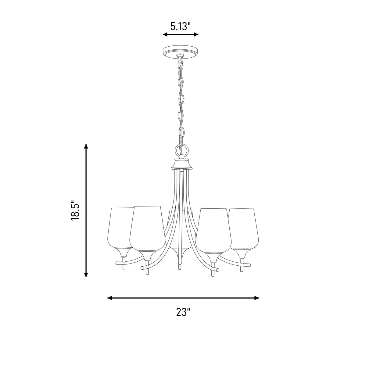 Savoy House Essentials Octave Lt Chandelier, White, Matte Black