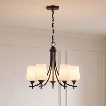 Savoy House Essentials Octave Lt Chandelier, White, Matte Black