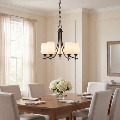 Savoy House Essentials Octave Lt Chandelier, White, Matte Black