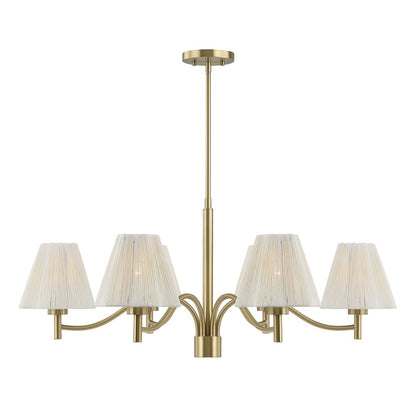 Savoy House Rosa 6 Lt Chandelier, White, Noble Brass