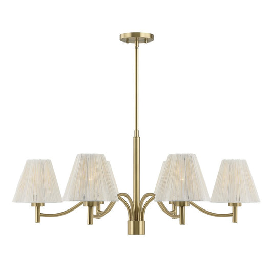 Savoy House Rosa 6 Lt Chandelier, White, Noble Brass