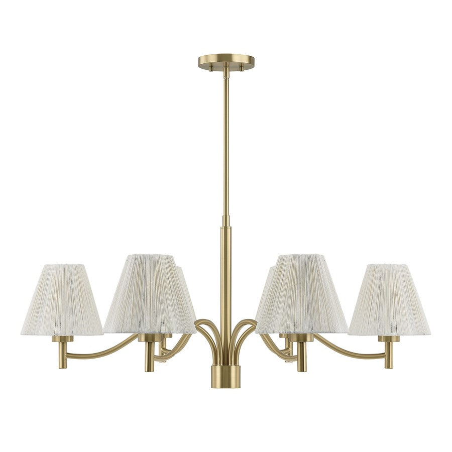 Savoy House Rosa 6 Lt Chandelier, White, Noble Brass