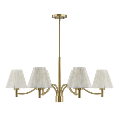Savoy House Rosa 6 Lt Chandelier, White, Noble Brass
