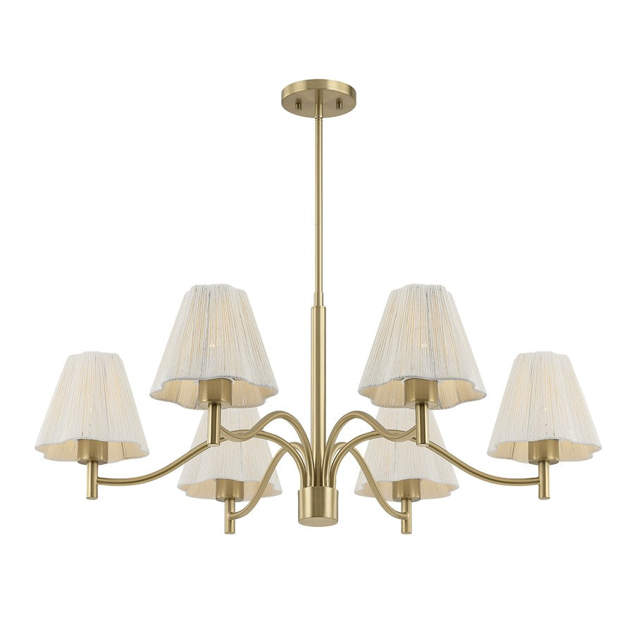 Savoy House Rosa 6 Lt Chandelier, White, Noble Brass