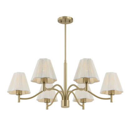 Savoy House Rosa 6 Lt Chandelier, White, Noble Brass