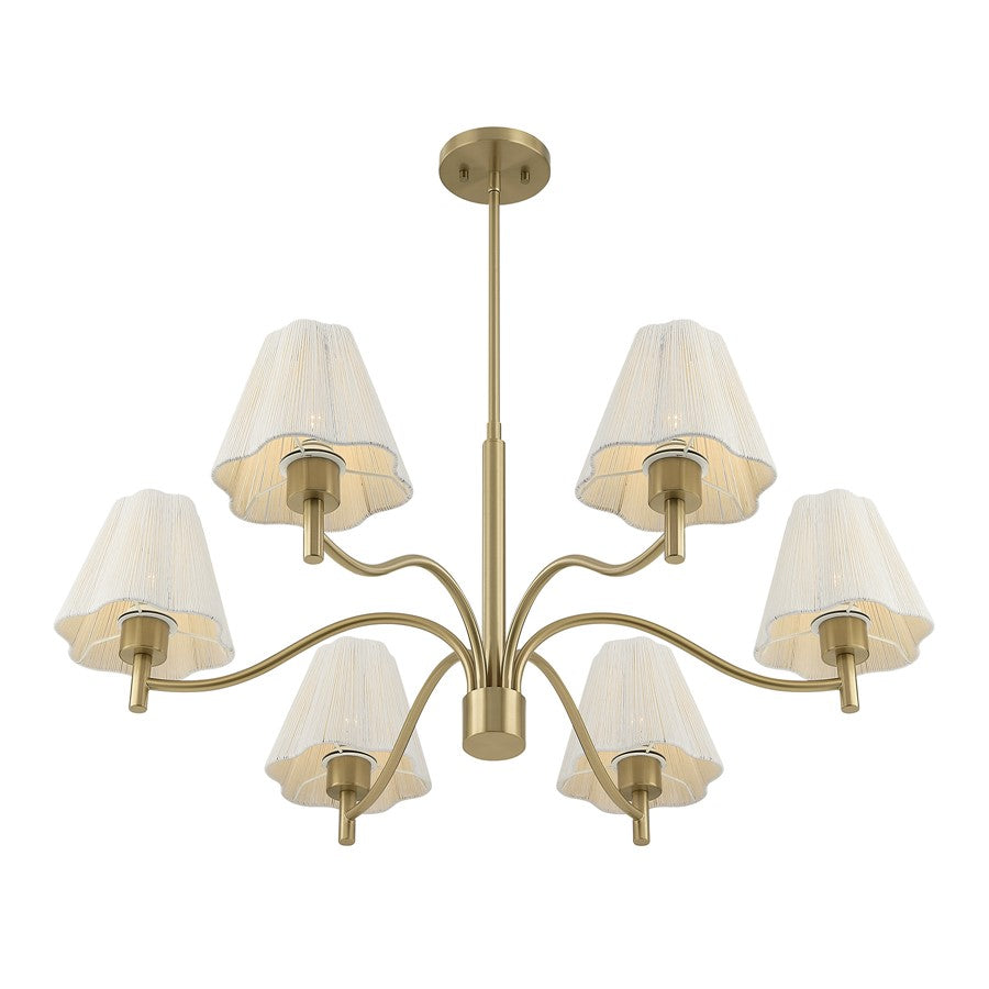 Savoy House Rosa 6 Lt Chandelier, White, Noble Brass