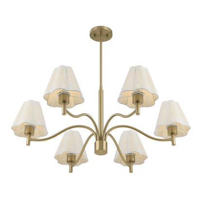 Savoy House Rosa 6 Lt Chandelier, White, Noble Brass
