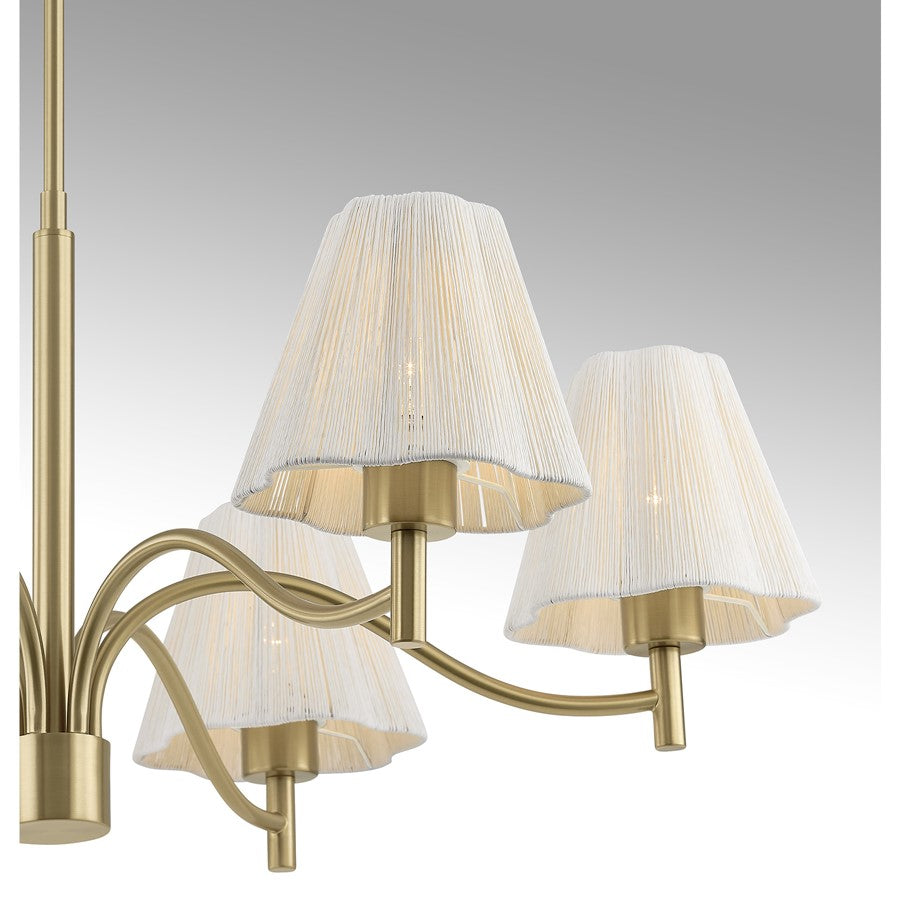 Savoy House Rosa 6 Lt Chandelier, White, Noble Brass