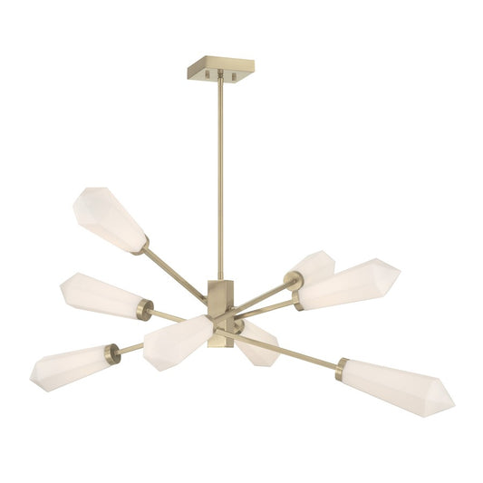 Savoy House Leland 8 Lt Chandelier, White Opal, Noble Brass