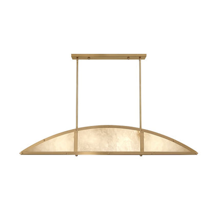 4-Light Linear Chandelier, Warm Brass