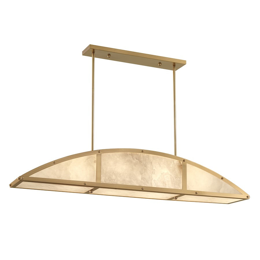 4-Light Linear Chandelier, Warm Brass