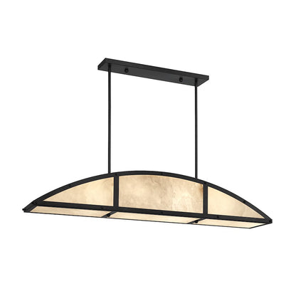 4-Light Linear Chandelier, Matte Black
