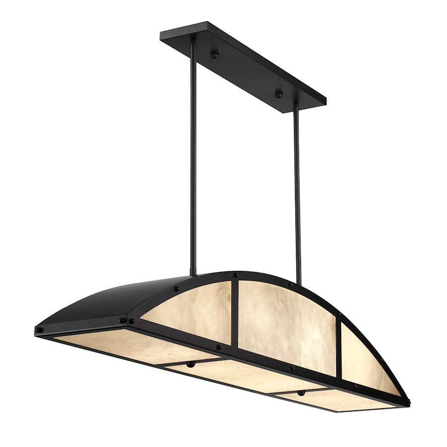4-Light Linear Chandelier, Matte Black