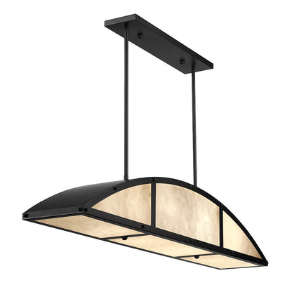 4-Light Linear Chandelier, Matte Black