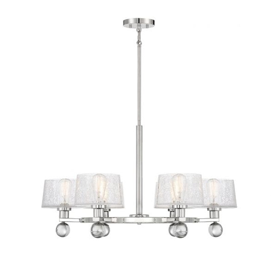 6 Light Chandelier, Polished Nickel
