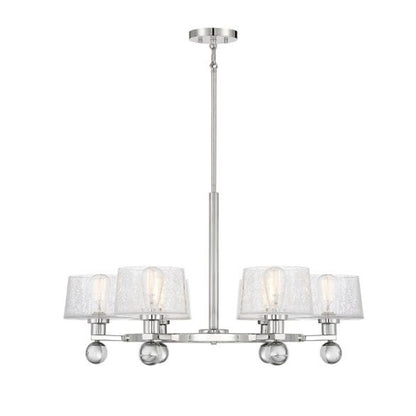 6 Light Chandelier, Polished Nickel