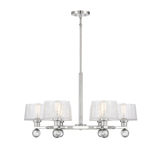 6 Light Chandelier, Polished Nickel