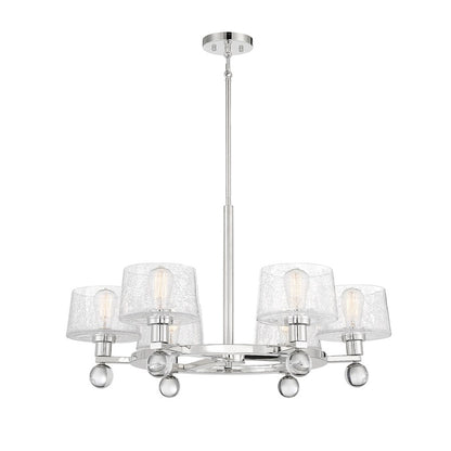 6 Light Chandelier, Polished Nickel