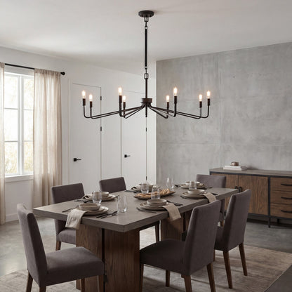 8-Light Chandelier, Forged Iron