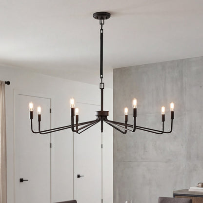 8-Light Chandelier, Forged Iron