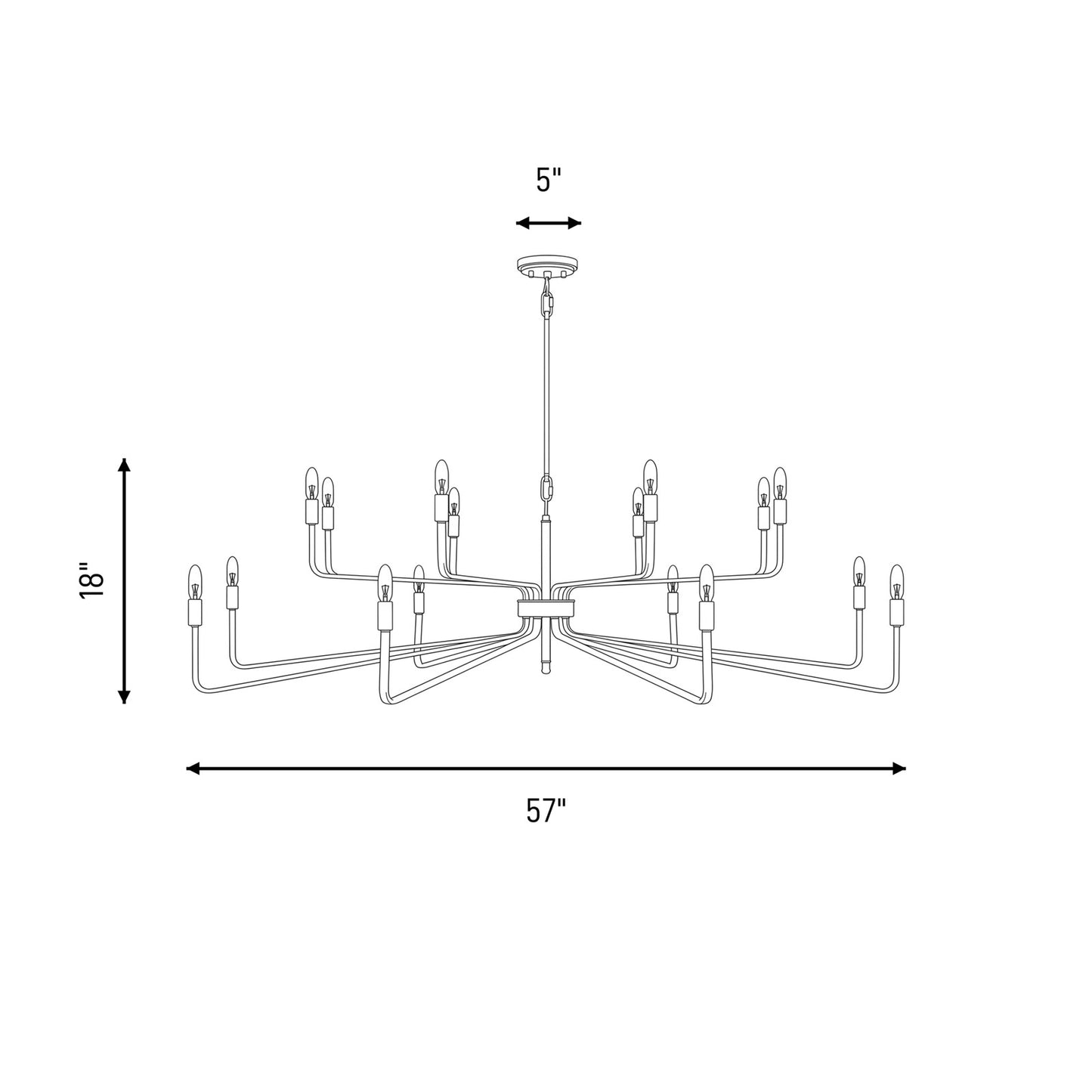 8-Light Chandelier, Forged Iron