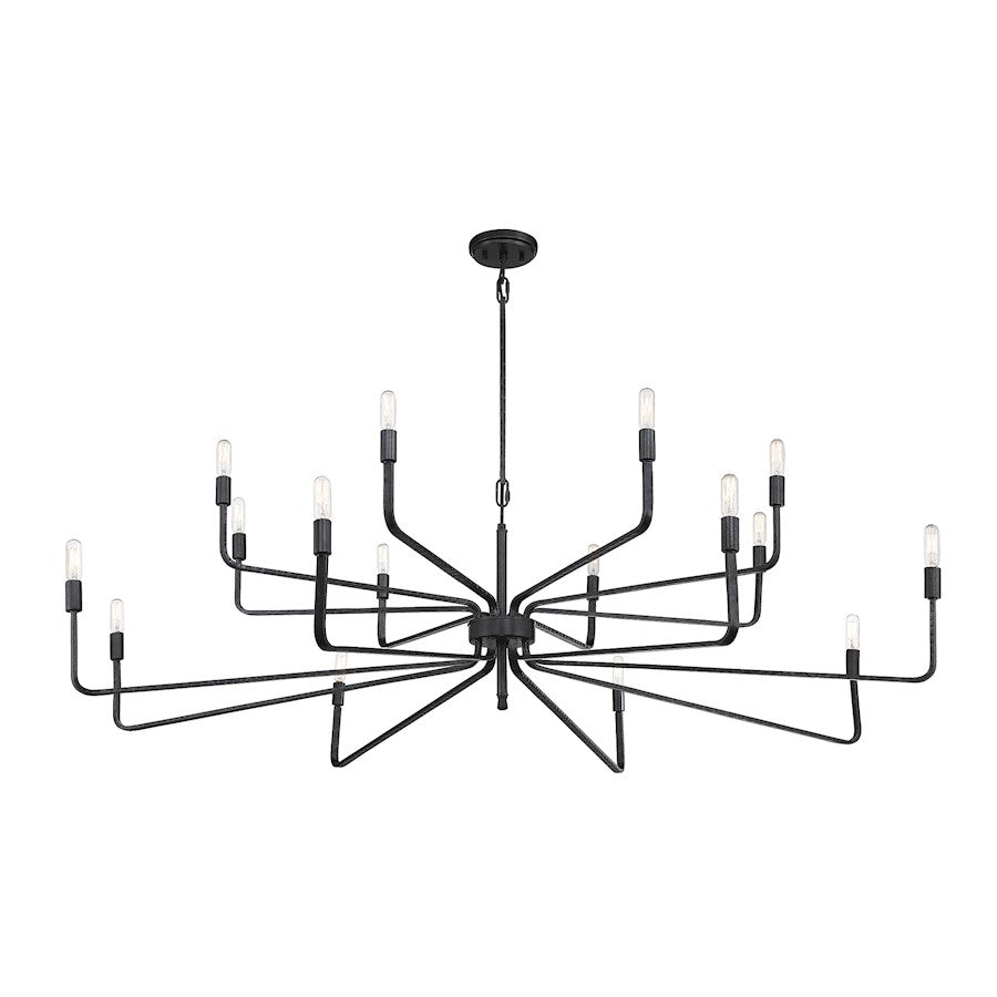 16 Light Chandelier, Forged Iron