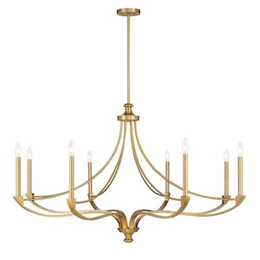 8-Light Chandelier, Warm Brass