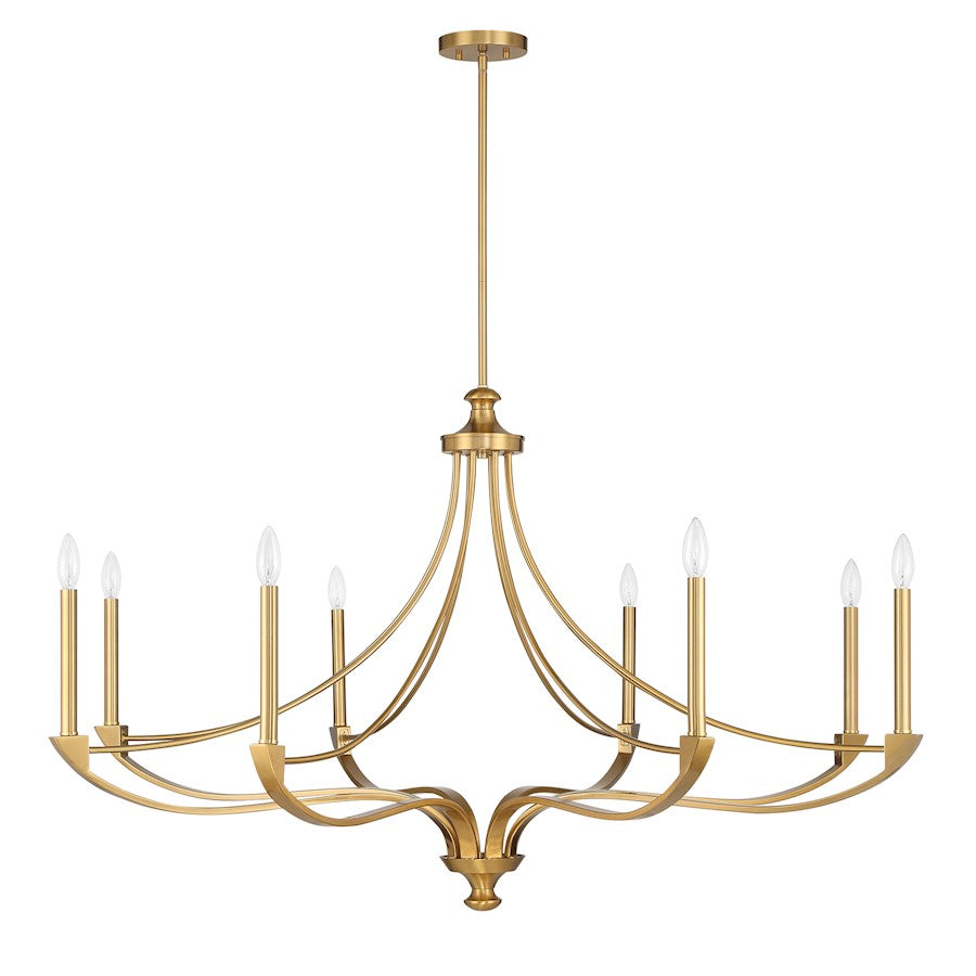 8-Light Chandelier, Warm Brass
