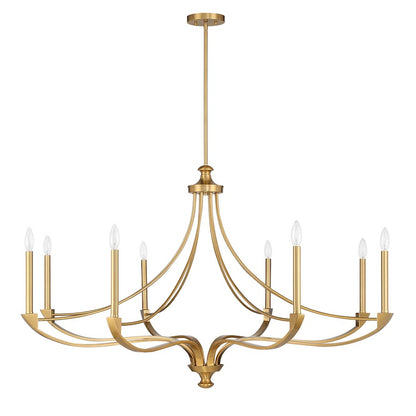 8-Light Chandelier, Warm Brass