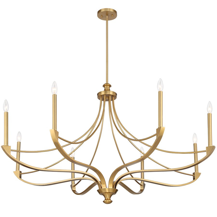 8-Light Chandelier, Warm Brass