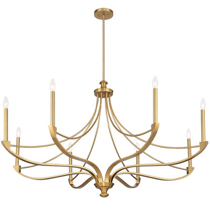 8-Light Chandelier, Warm Brass
