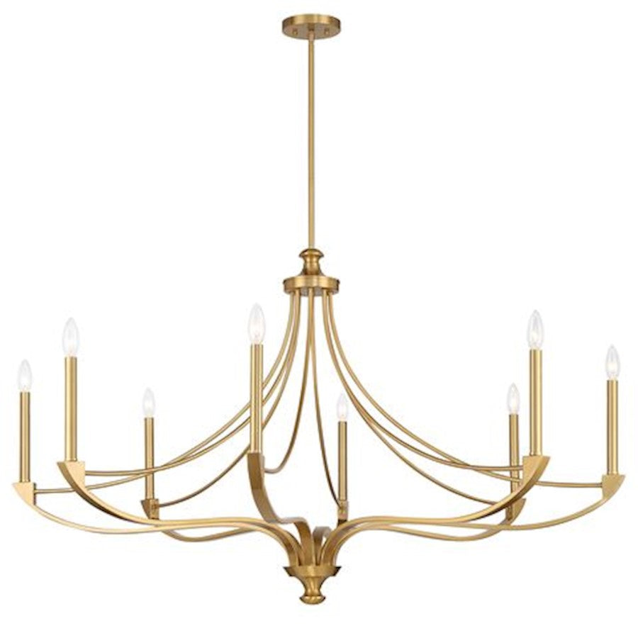 8-Light Chandelier, Warm Brass