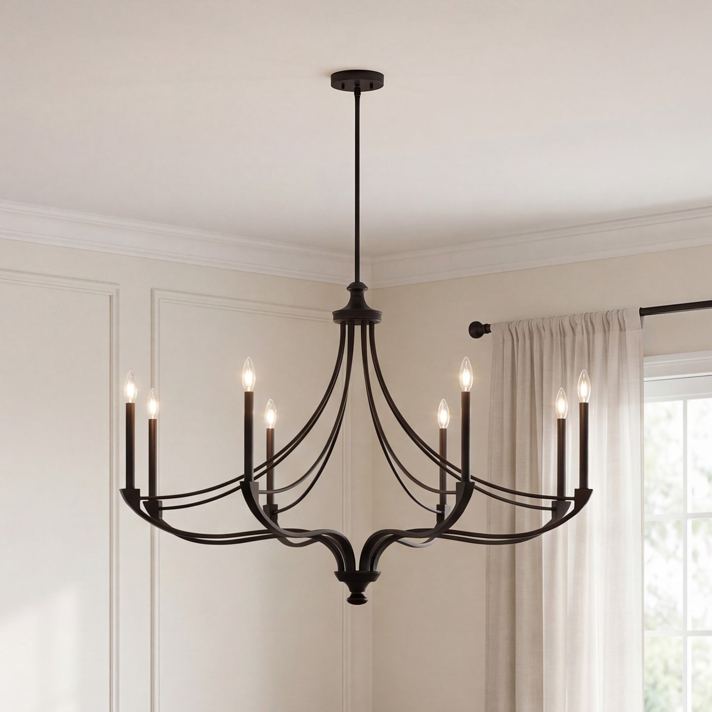 8-Light Chandelier, Matte Black