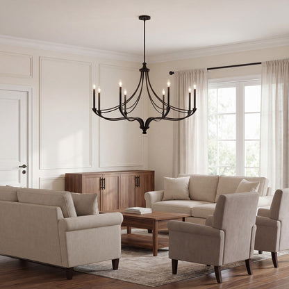 8-Light Chandelier, Matte Black