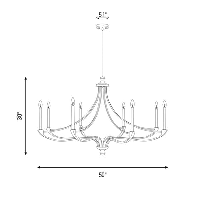 8-Light Chandelier, Matte Black