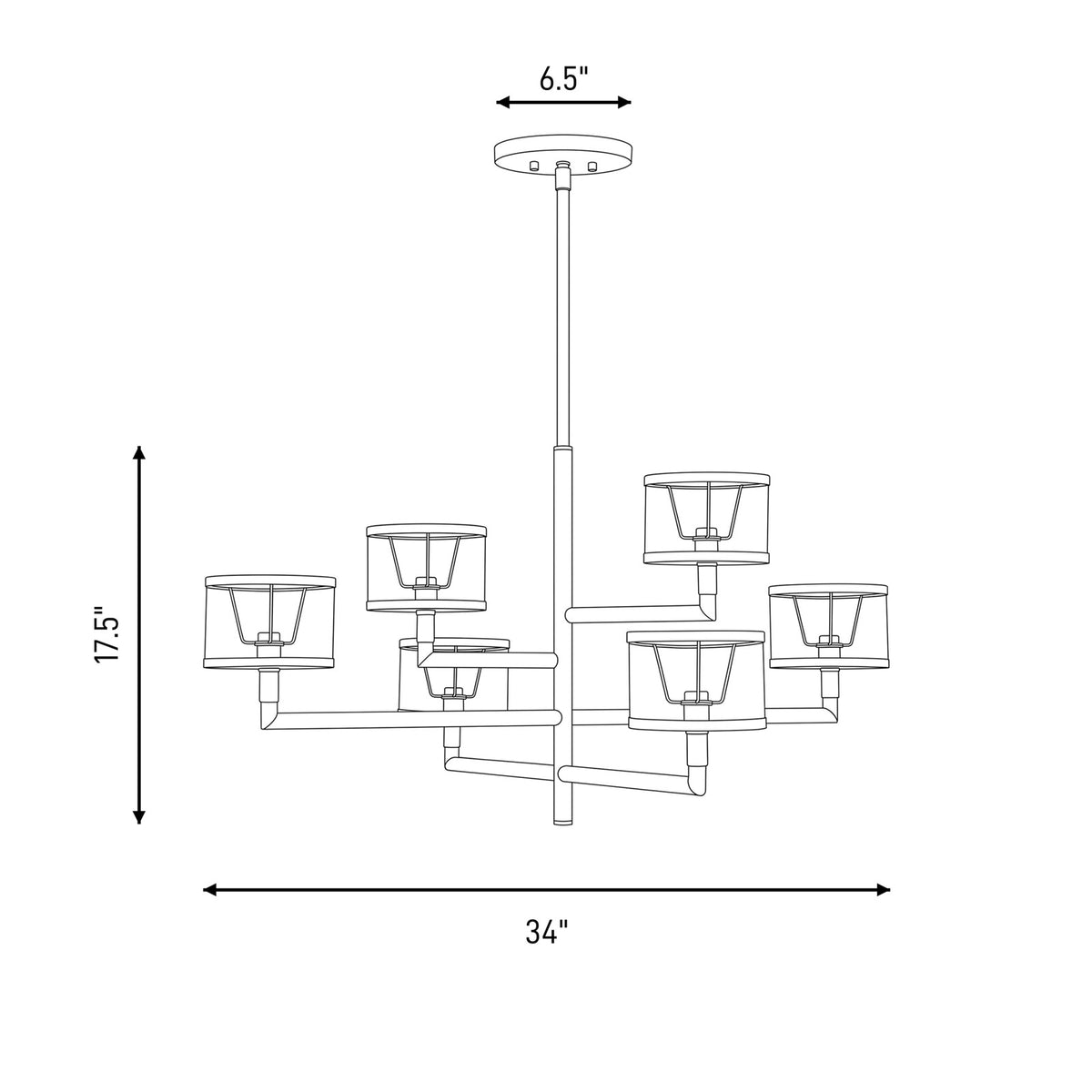 Savoy House Mariquita 6 Light Chandelier, Spun Gold
