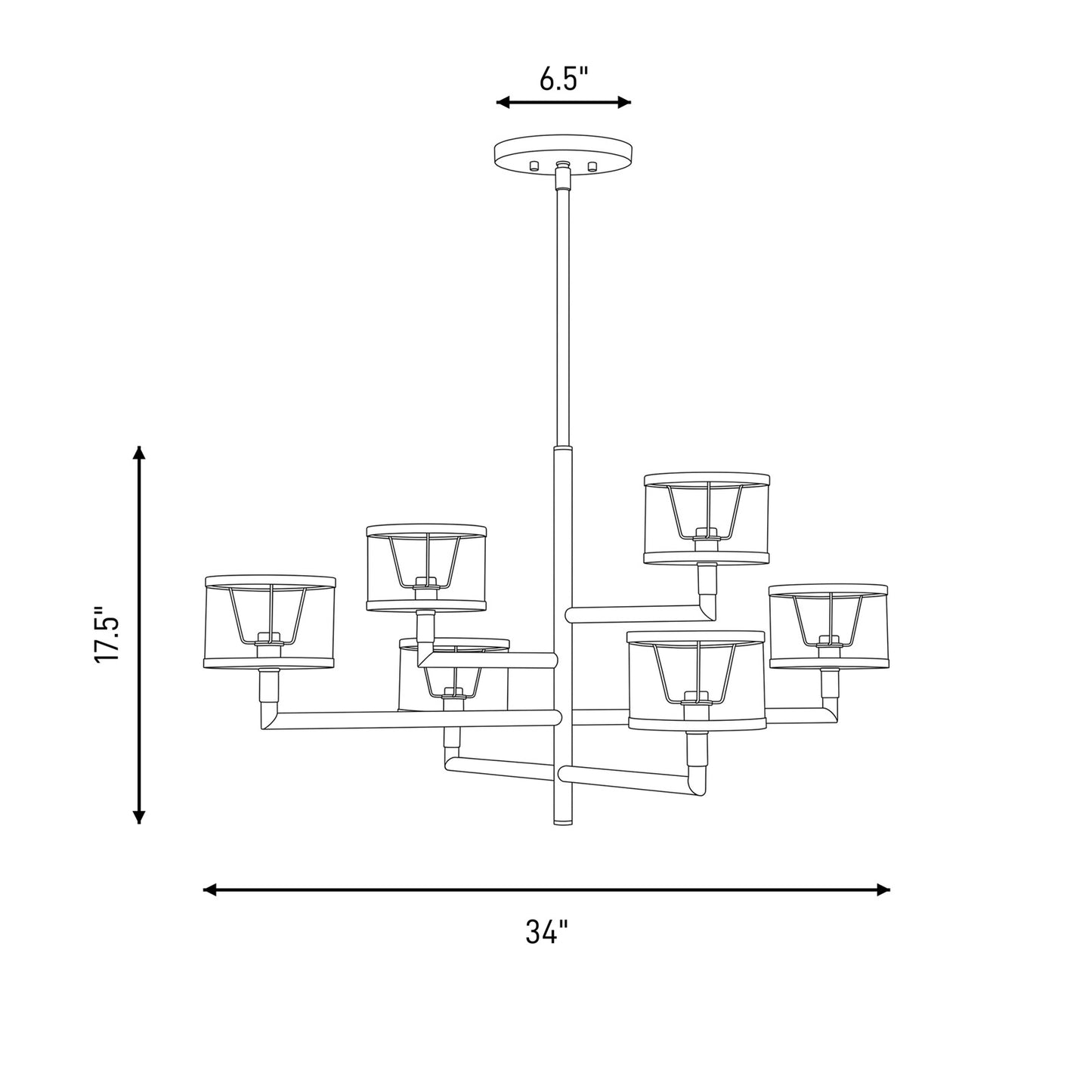 Savoy House Mariquita 6 Light Chandelier, Spun Gold