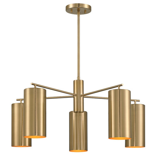 5 Light Chandelier, Noble Brass