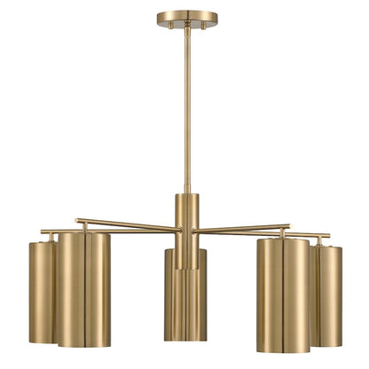 5 Light Chandelier, Noble Brass