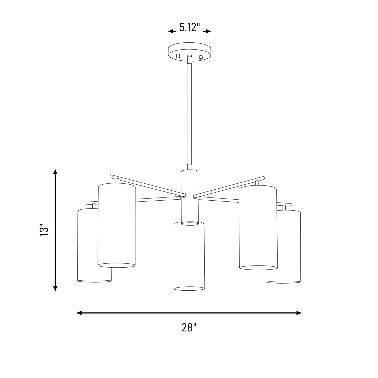 5 Light Chandelier, Noble Brass