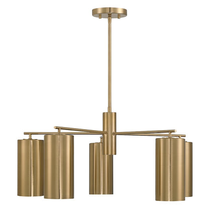 5 Light Chandelier, Noble Brass