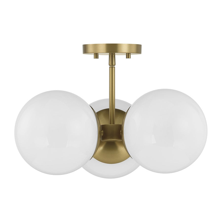 Savoy House Turin 3 Lt Chandelier, White Opal, Warm Brass