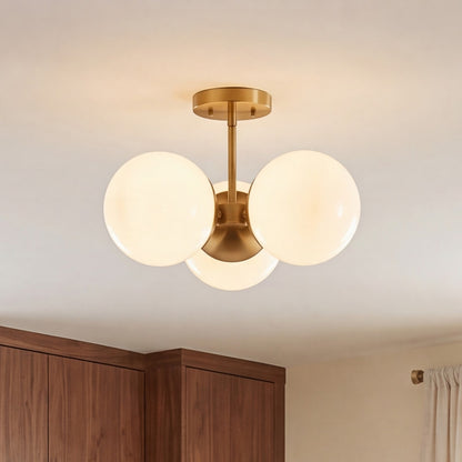 Savoy House Turin 3 Lt Chandelier, White Opal, Warm Brass