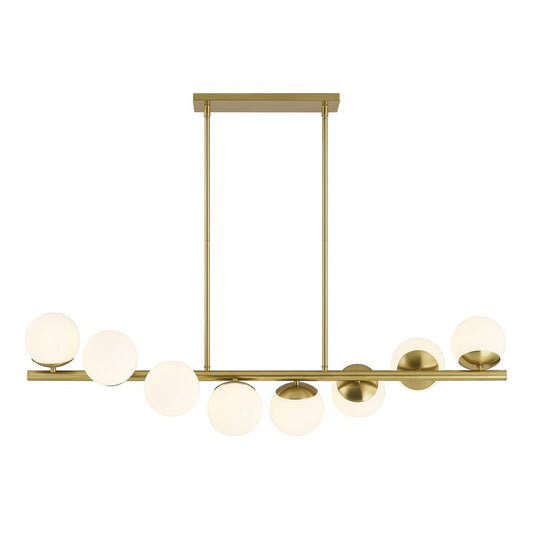 Savoy House Turin 8Lt Lin Chandelier, White Opal, Warm Brass